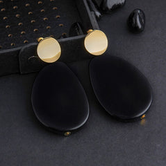 Gold Plated Oval Shaped Acrylic Western Fashion Earring- IWER 1582