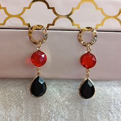 Gold Plated Dual Colored Stone Western Fashion Earring-WER 1583