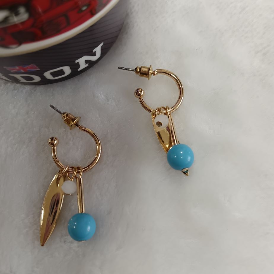Gold Plated Resin Beaded Drop Western Fashion Earring-WER 1772
