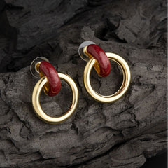 Gold Plated Round Shaped With Enamel Artwork Western Fashion Earring-WER 2226