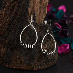 Silver / Gold / Antique Gold Plated Tear Drop Shaped With Wire Wrap Fashion Western Earring-WER 2254