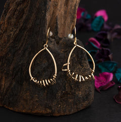 Silver / Gold / Antique Gold Plated Tear Drop Shaped With Wire Wrap Fashion Western Earring-WER 2254