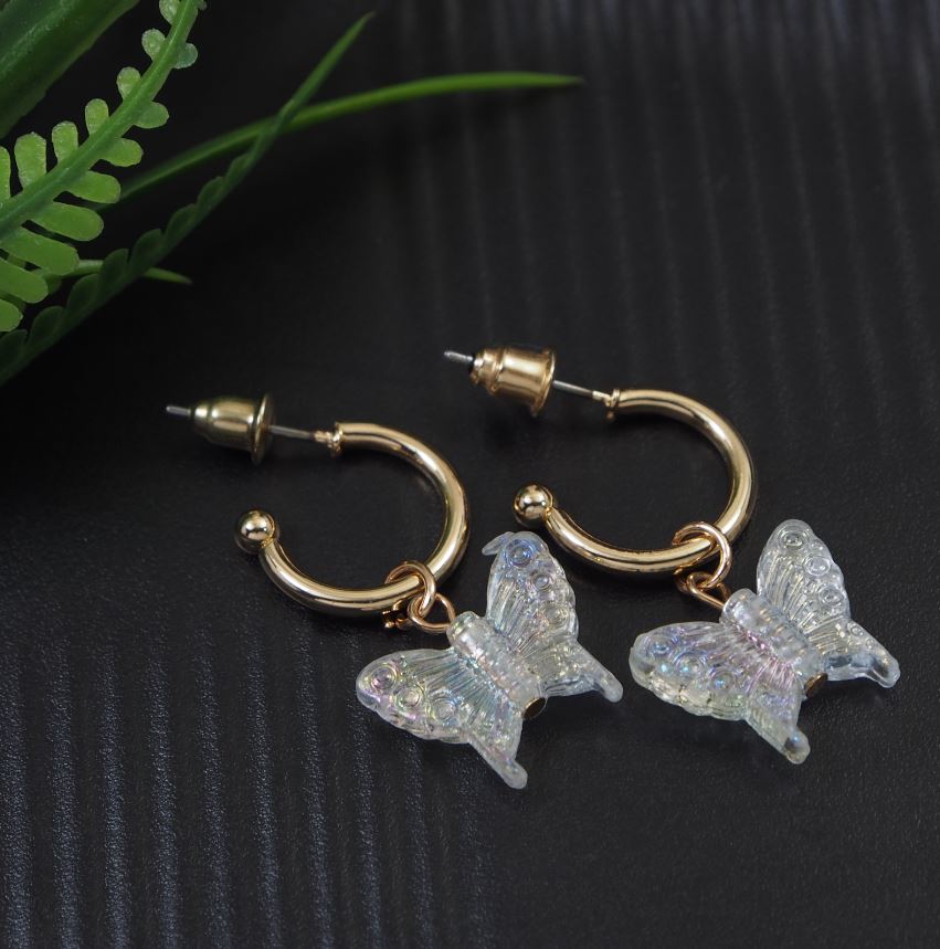 Gold Plated Colourful Flickering Butterfly Hoops Earring- HER 3228