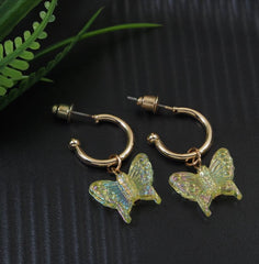 Gold Plated Colourful Flickering Butterfly Hoops Earring- HER 3228