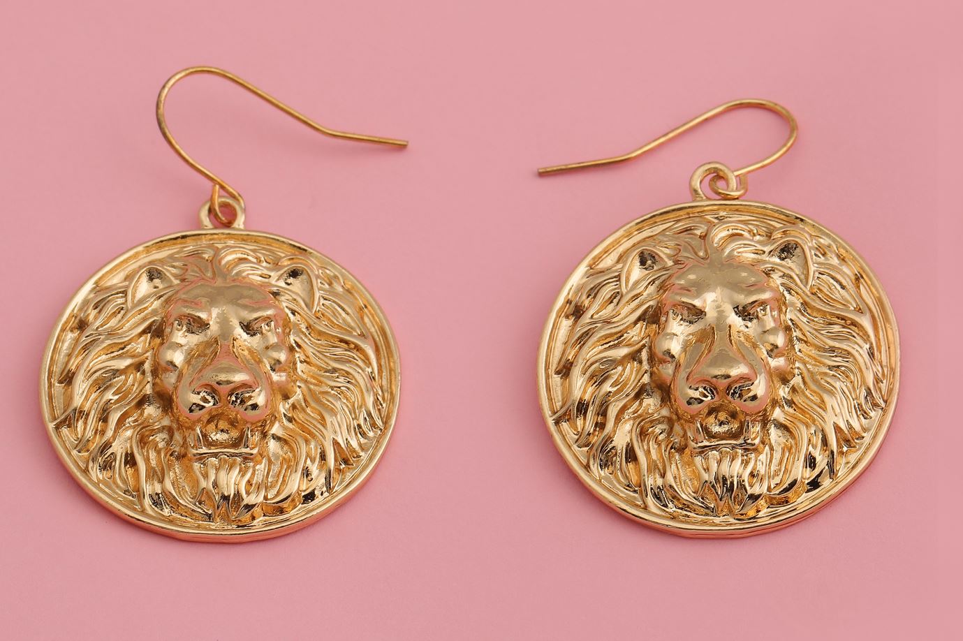 Gold / Silver Plated Lion Hand Crafted Circular Drop Earring- WER92