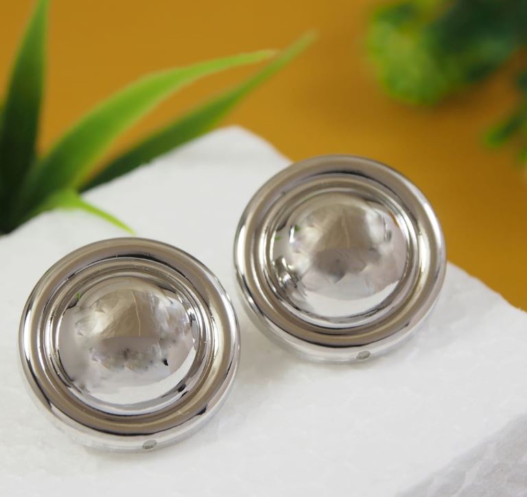 Gold/Silver Plated Circle Button Stud Western Earring -  WER 4728