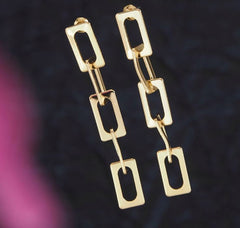 Gold/Silver Plated  Geometric Link Western Earring -  WER 4729