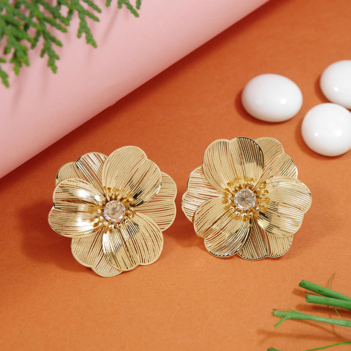 Gold Plated Floral Western Earring