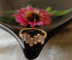 CZ Gold Plated Baguette Finger Ring- FR 2492