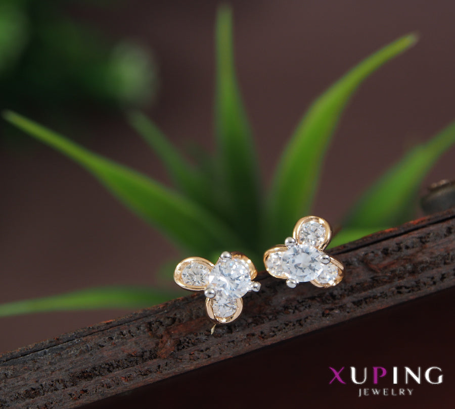 Gold Plated Cubic Zicronia Floral Shaped Xuping Stud Earring- XPNGER 4419