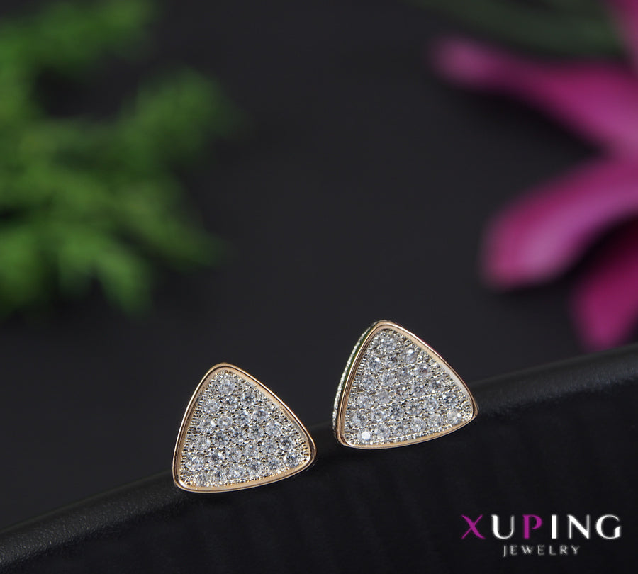 Gold Plated Cubic Zicronia Triangle Shaped Xuping Stud Earring- XPNGER 4427