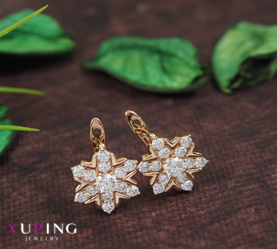 Gold Plated Snowflake Stud Cubic Zirconia Xuping Earring- XPNGER 4440