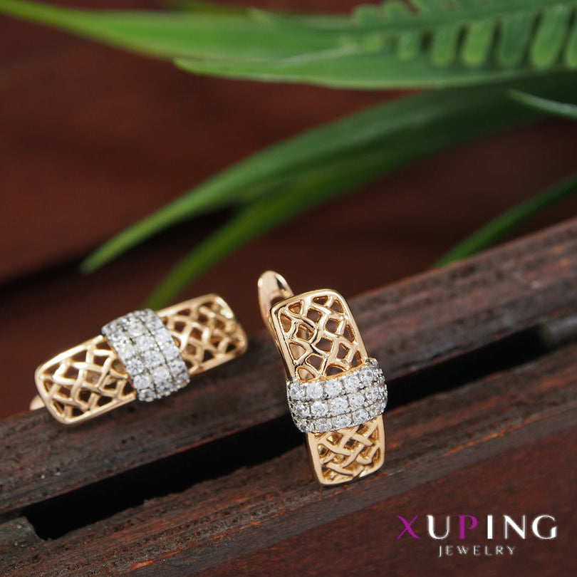 Gold Plated Net Designed Cubic Zicronia Xuping Earring
