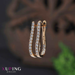 Gold Plated Cubic Zirconia Oval Hoops Xuping Earring- XPNGER 4562