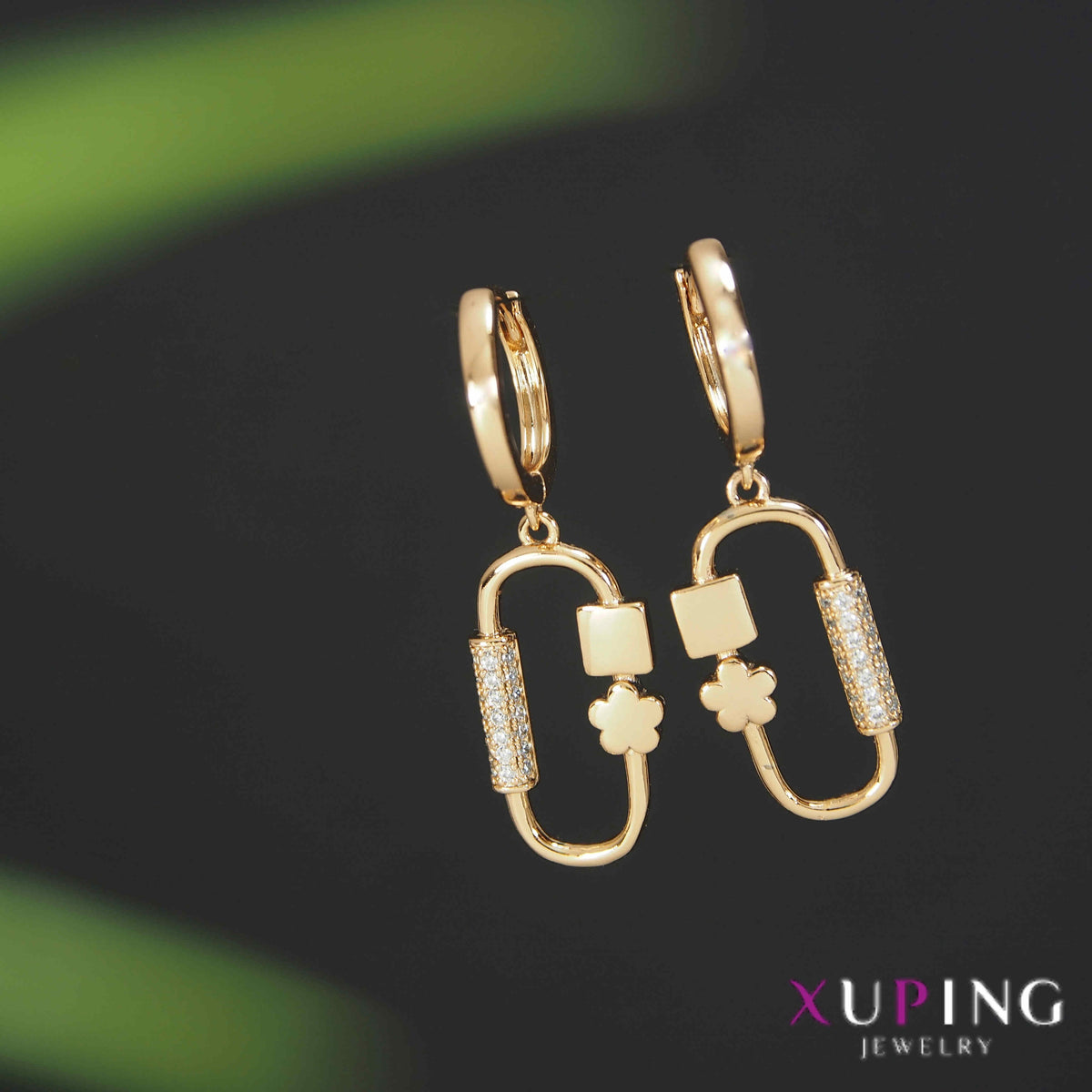 Gold Plated Geometric Floral Cubic Zicronia Xuping Earring- XPNGER 4601