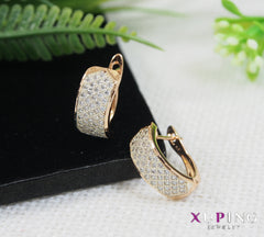 Gold Plated Cubic Zicronia Curve Shaped Xuping Hoops Earring- XPNGER 4631