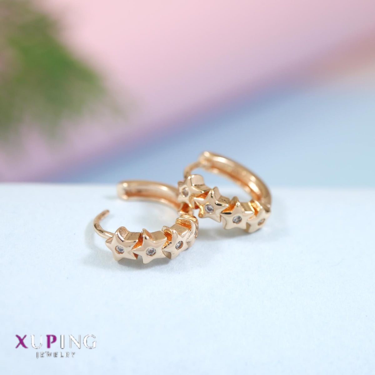 Gold Plated Mini Stars Design Xuping Hoops Earring