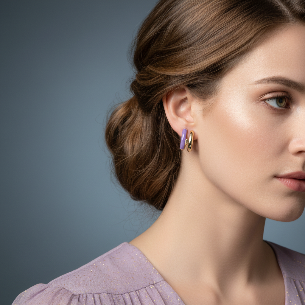 GOLD  Plated Colorful Hoops Earring