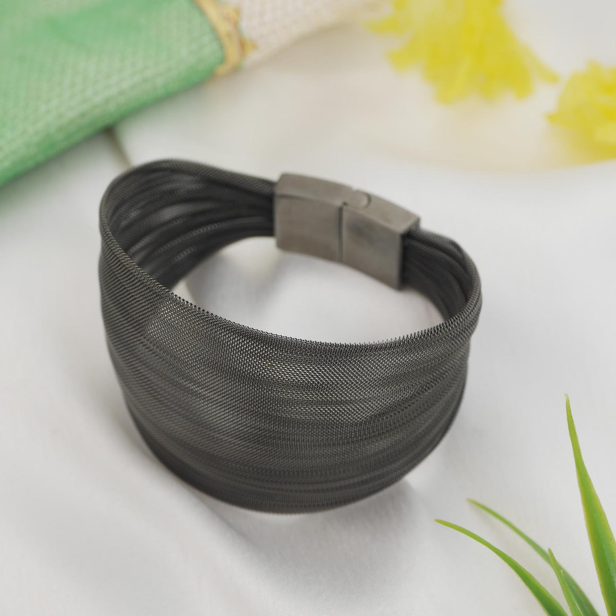 Stainless Steel Grey Colour Mesh Bracelet