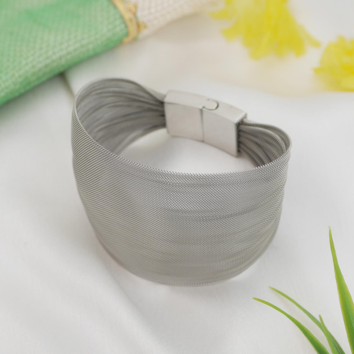 Stainless Steel  Light Grey Colour Mesh Bracelet