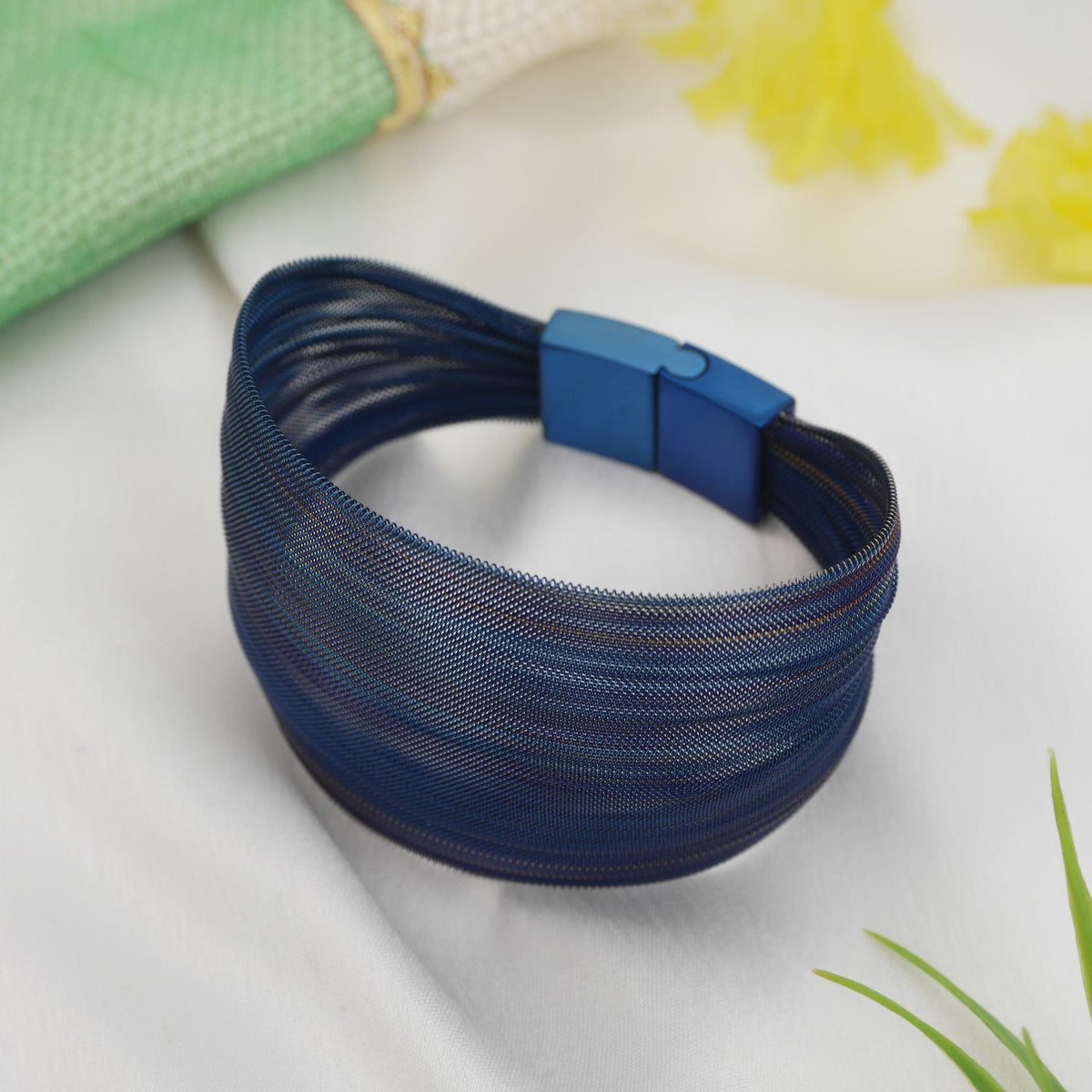 Stainless Steel Blue Colour Mesh Bracelet